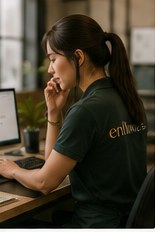 An enflowers agent helping a sender by phone and computer