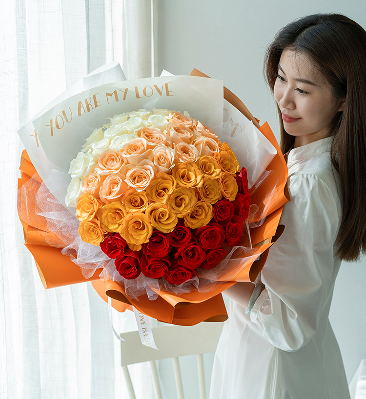 Champagne Red Roses — alternate view
