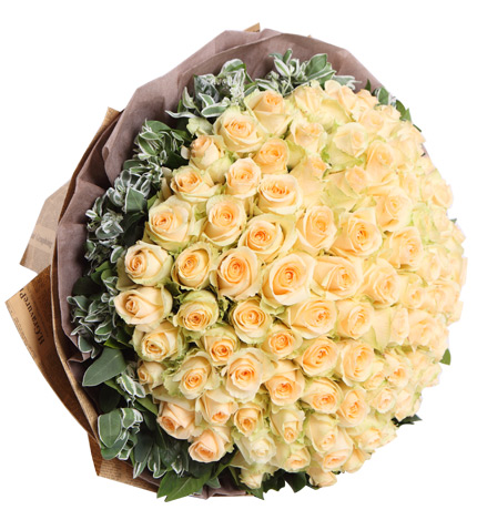 Everlasting Love Champagne Roses — alternate view