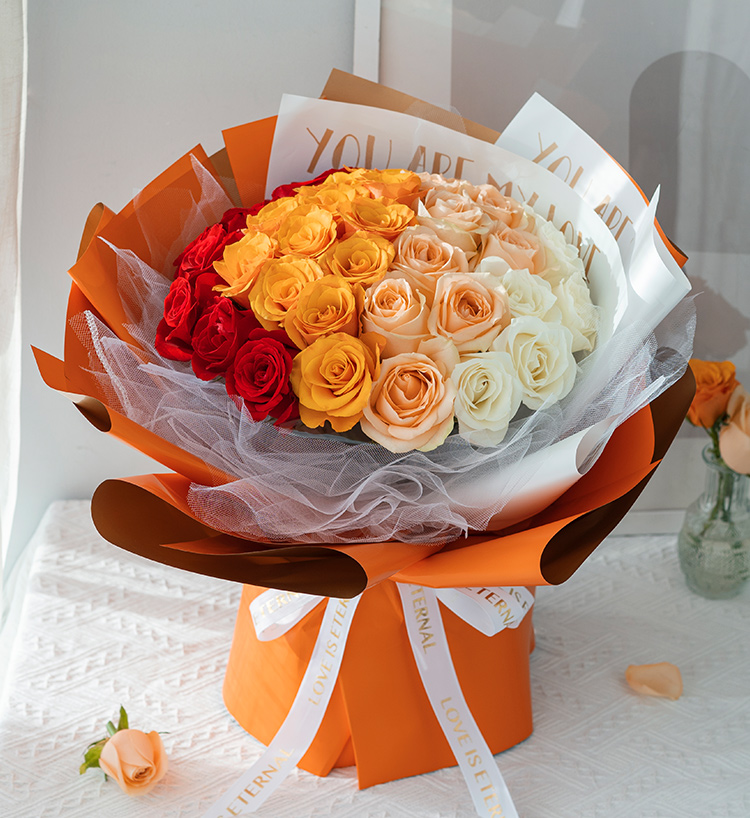Nine Orange Roses Bouquet