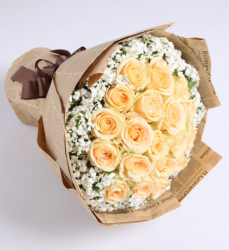 Nineteen Champagne Roses Bouquet — alternate view