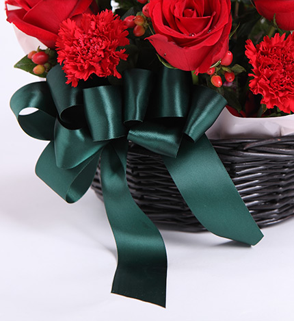Twelve Roses & Red Carnations Bouquet — alternate view