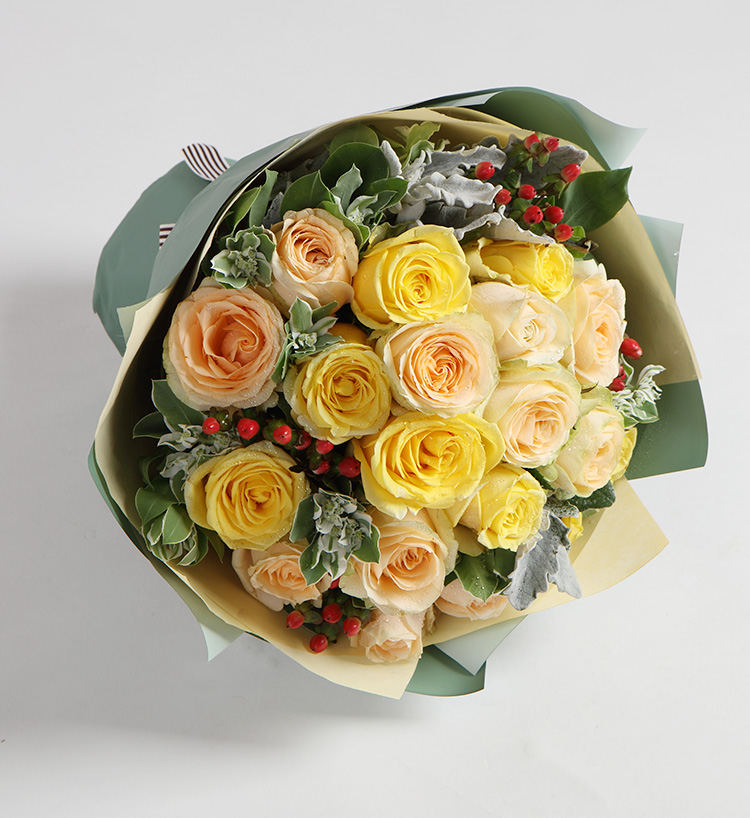 Eleven Yellow Roses Bouquet — alternate view