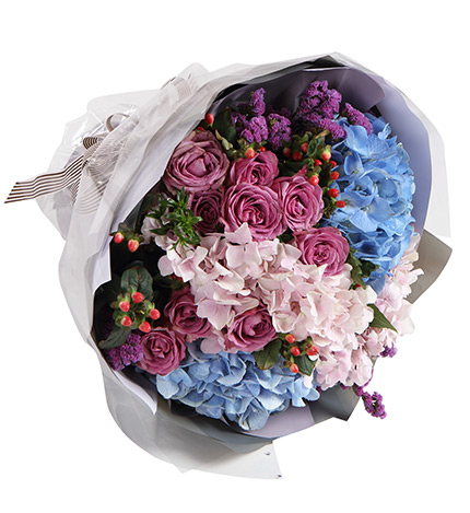 Two Pink Roses Bouquet — alternate view