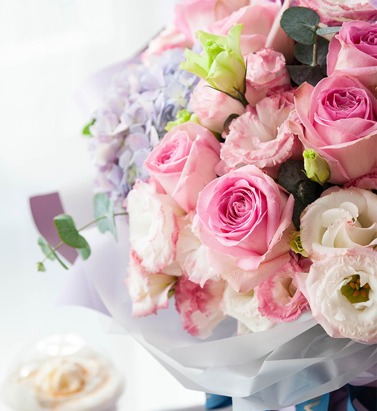 Eleven Roses & Stock Flowers Bouquet — alternate view