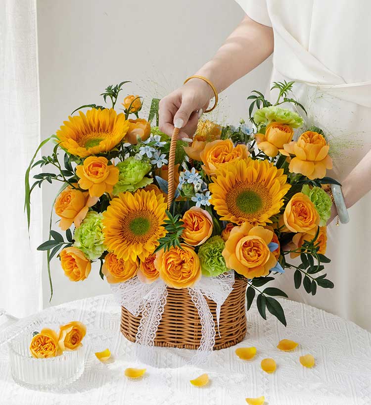 Orange Sunshine Flower Basket