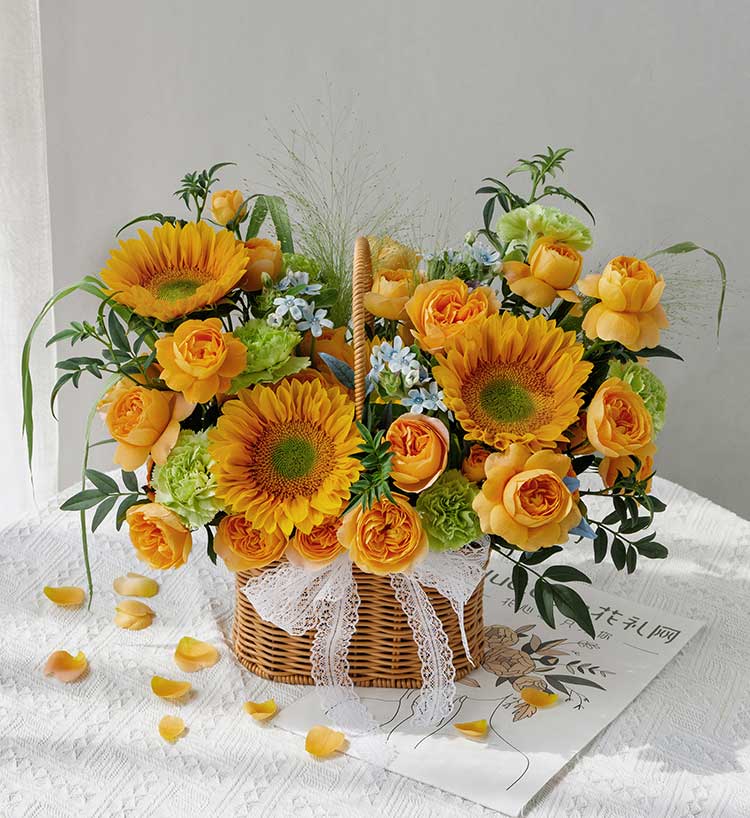Orange Sunshine Flower Basket — alternate view